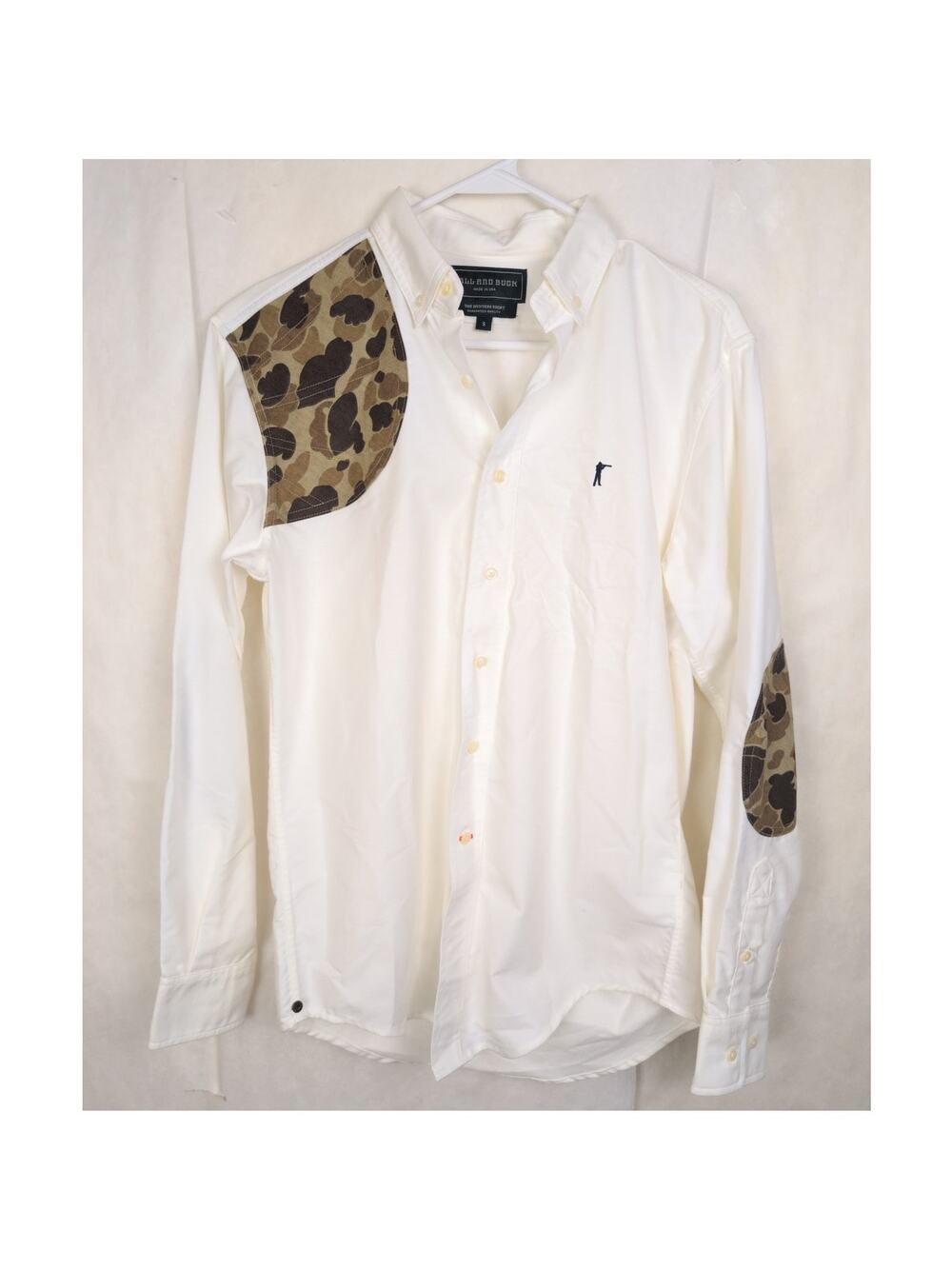 Ball and Buck The Hunter Shirt white camo button up shirt Size Sm Outdoors